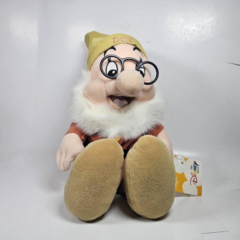 Vintage Disney Store Doc 13" Plush Bean Bag Snow White And The Seven Dwarfs